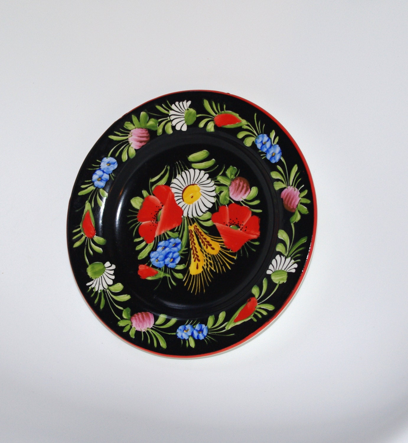 Bohemian porcelain Vintage Black Wall Plate by