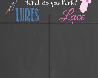 Lures or Lace Guest Voting Personalized Chalkboard Printable // Gender Prediction // Old Wives Tales