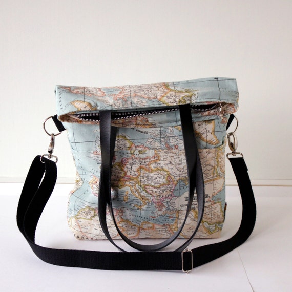 world map designer bag