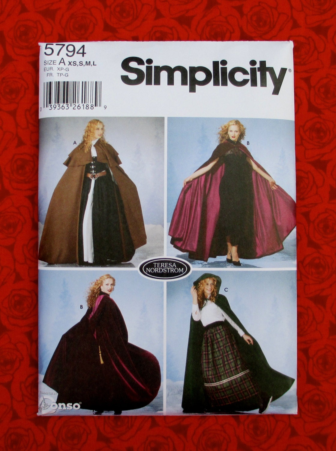 Simplicity Sewing Pattern 5794 Long Cape Cloak Victorian