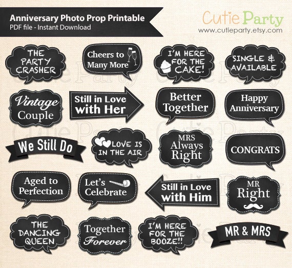 Anniversary Photo Booth Prop Chalkboard Anniversary Speech