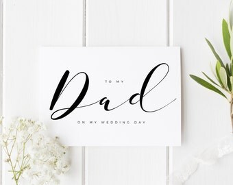 To My Dad On My Wedding Day, Dad Wedding Day Card, Calligraphy Style Wedding Card, Card For Dad Wedding Day, To My Parents On My Wedding Day