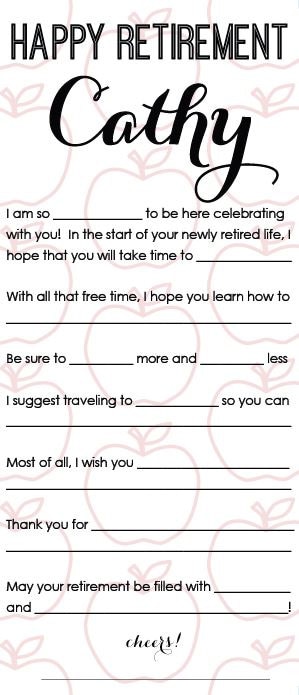 happy retirement mad libs printable customized retirement