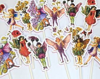 Cupcake Toppers - Flower Fairy, Food Picks, Birthday Party Decorations, Flower Fairy Party, Flower Fairy Birthday Party, Baby Shower Decor