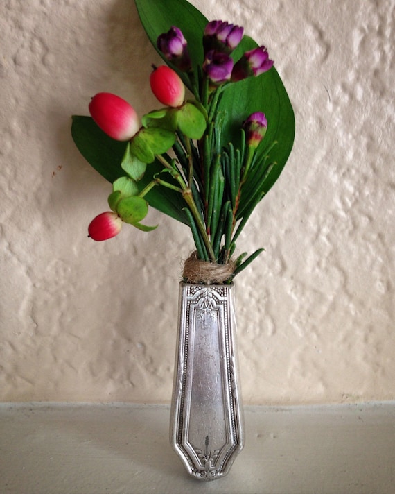 Flower Vase Boutonniere Lapel Pin Vintage Silverware