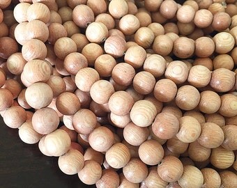Natural Rosewood Beads, Round Wooden Mala Beads, Light Brown Wooden Beads, Pale Colored Rosewood Beads, 7-8mm, LOT 1 - 48 beads (W8-07)