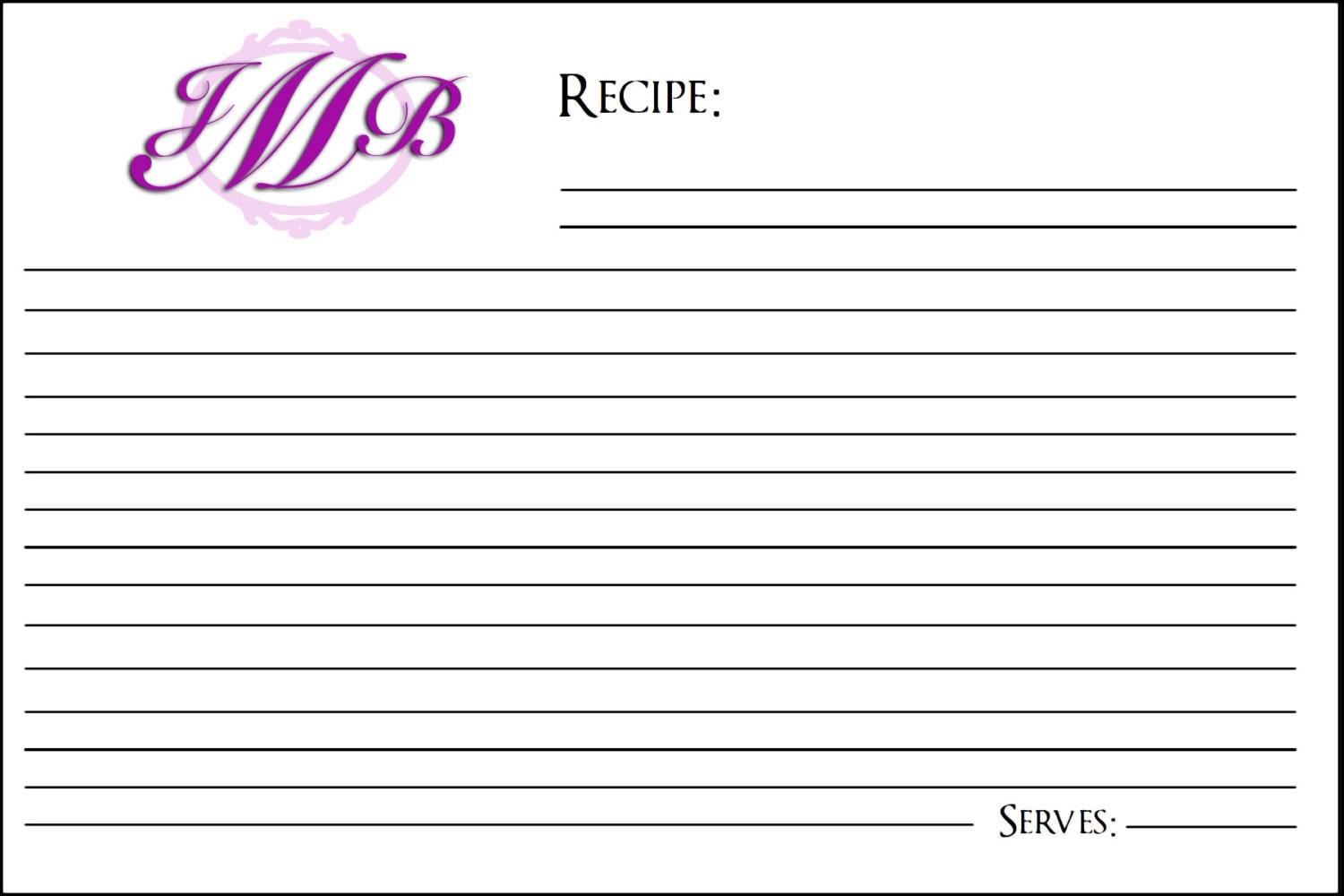template for 4 x 6 recipe card