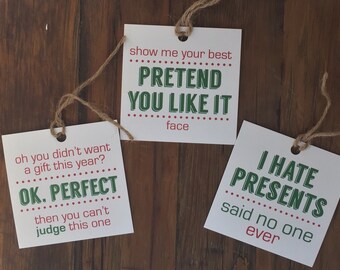 Holiday Gift Tag, Christmas Gift Tag, Funny Holiday Gift Tag, Set of 6