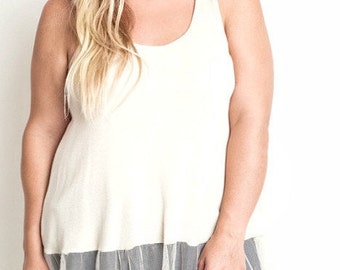 Lace Tank Extender PLUS SIZE Shirt off white Womens Top Slip Extender, Shirt Extender, Lace Top Extender,