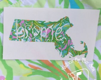 Lilly Pulitzer Inspired State Home Vinyl Decal | Yeti Decal | Lilly Car Decal | Rtic Decal | Car Decal | State Decal | Home Decal
