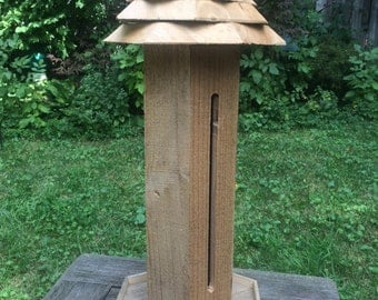 Large rustic wood platform bird feeder has 2 levels Use as a