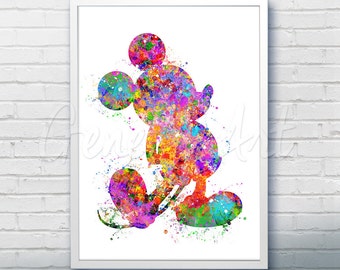 Disney Mickey Mouse Watercolor Art Print - Wall Decor - Watercolor Painting - Artwork - Home Decor - Kids Decor - Nursery Decor