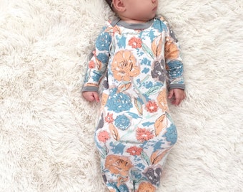 Baby Girl Coming Home Outfit, Baby Girl Clothes, Newborn Girl Coming Home Outfit, Knotted Baby Gown, Baby Girl Clothes, Newborn Gown