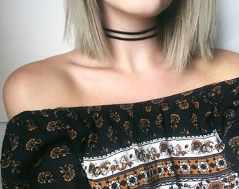Suede Choker, Double Suede Choker, Black Suede Choker, Thin Choker, Thin Suede Choker