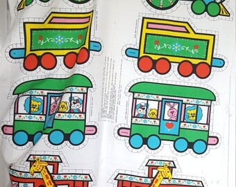 Stuffed Train Vintage Fabric Panel 36 X 45 Inches