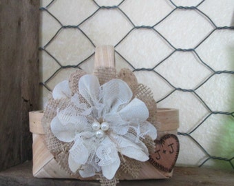Small Personalized Rustic Flower Girl Basket - Wedding Basket - Flower Girl Basket - Burlap Flower Girl Basket - Rustic Wedding -Flower Girl