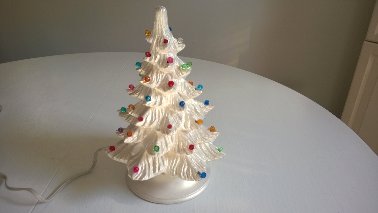 vintage ceramic white christmas tree lighted decoration retro vintage ceramic white christmas tree lighted decoration retro