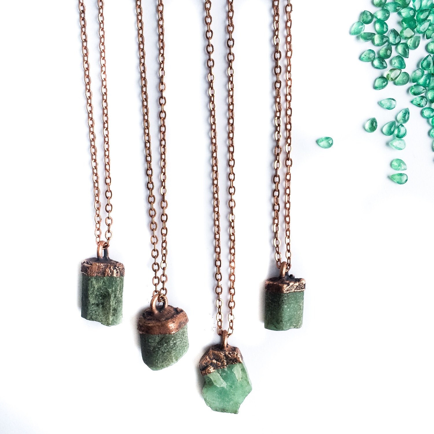 Emerald crystal necklace Raw emerald necklace Rough