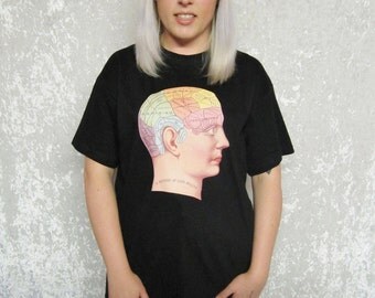 Phrenology Head Tshirt Graphic Tee Science Geek Nerd Clothing Gift