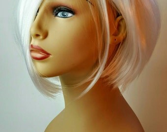 Short A-line Platinum Blonde Wig, Stacked A-line Bob, Short Platinum Blonde Wig, also in Black!