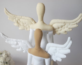 Tilda doll Angel wings - Accessories for doll-Handmade-White angel wings-Wall decor-Nursery decor- Children room wall art