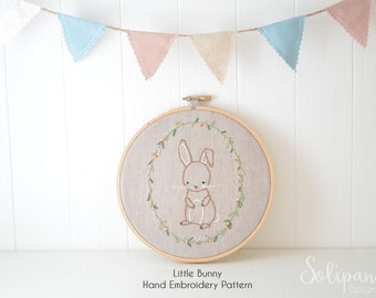 Little Bunny, Hand Embroidery PDF Pattern - Instand Digital Download // Hand Embroidery Design // Nursery Art // Needlecraft design