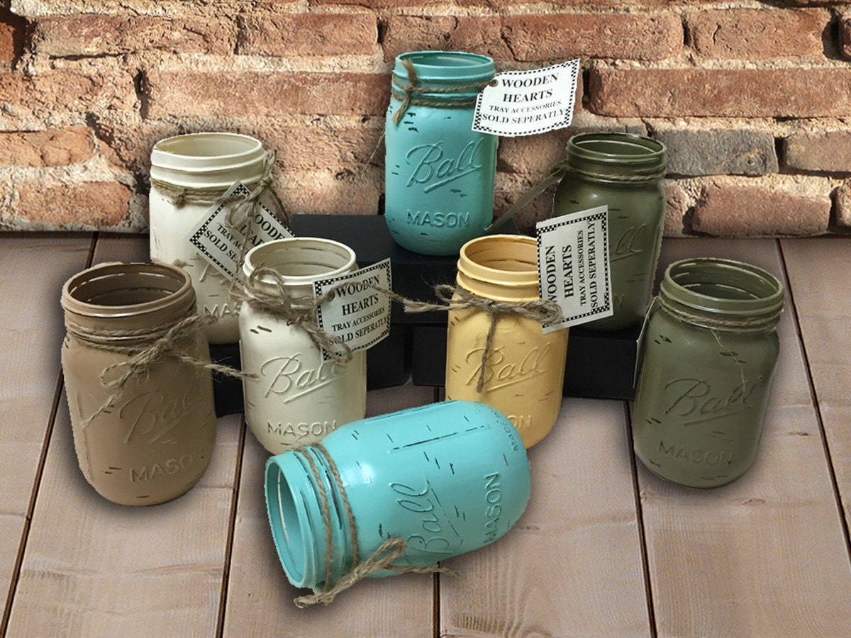 MASON JAR Painted Centerpiece Table Kitchen Decor ...