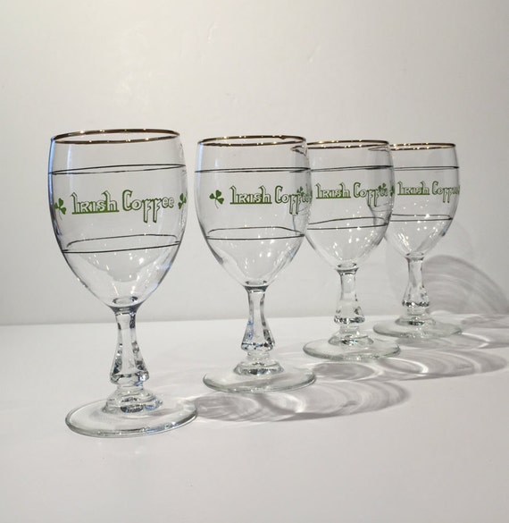 Set of 6 Irish Coffee Stemmed Glasses with by MotownLostandFound