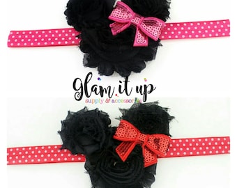 Minnie Mouse Headband-Girls headband-Baby Headband-Toddler Headband- Hair Bows-Minnie mouse shabby headband-Minnie Hairbow