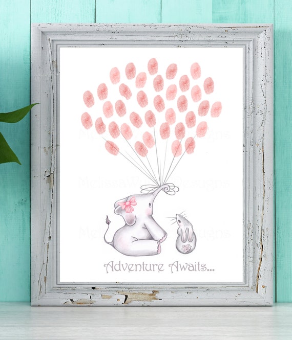 Elephant Baby Shower Guest Book Premium Art by MelissaWynneDesigns