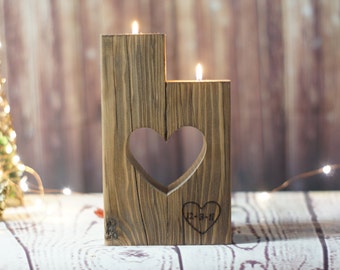Reclaimed Wood Candle Holder, Rustic Candle Holder, Rustic Decor, Personalized Gift , Rustic Home Decor, 5th Anniversary, Wedding Gift