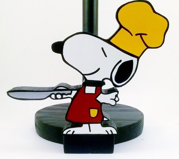 Items similar to Snoopy Chef Wood Kitchen Countertop Paper Towel Holder
