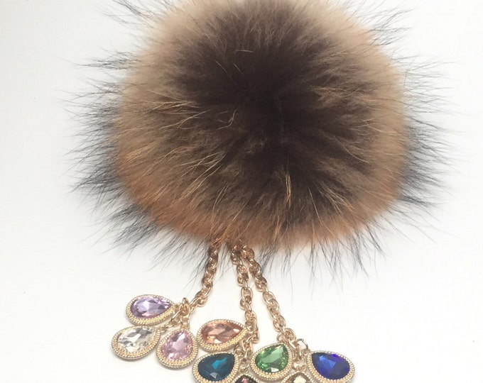 peacock Creative Raccoon Fur Pom Pom bag charm keychain piece no.403