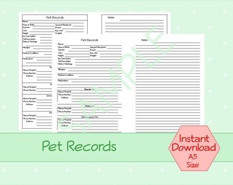 Pet record organizer | Etsy