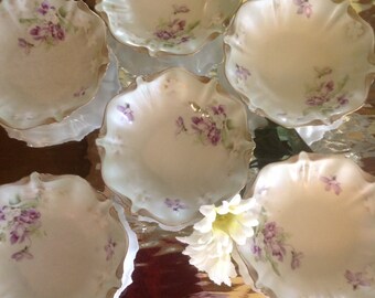 Antique RS Prussia, Set Berry/Fruit Bowls, Handpainted