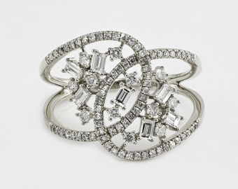 0.65ct Cluster Diamonds in 14K White Gold Infinity Design Ring - CUSTOM MADE