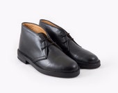 Desert Boots | Italian Full-grain Leather - Black - Leather and Vibram Sole - Free Shipping - Handmade in Italy