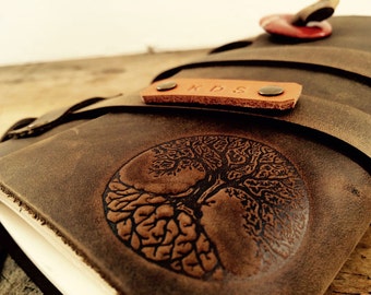 50% OFF Tree of Life Fire Branded Leather Journal....Refillable Notebook Made in Portland, Oregon...SALE TODAY!