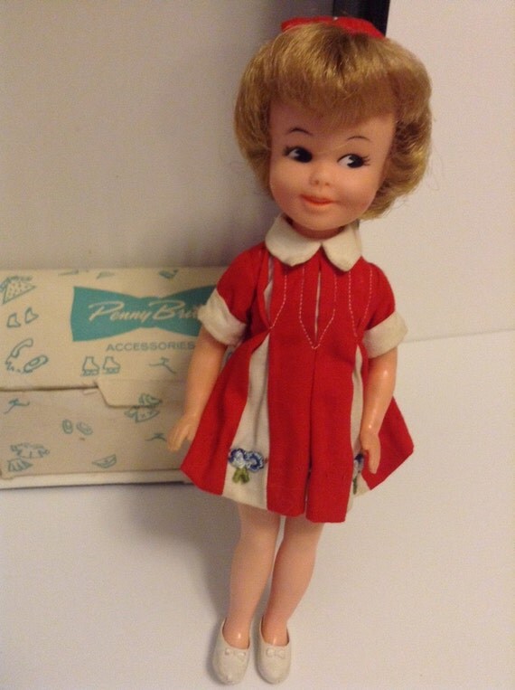 Vintage 1960s Penny Brite Doll with Clothes and Case