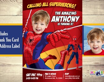 Spiderman Birthday Invitation. Your boy as the amazing Spiderman! Amazing Spiderman Invitation. Spiderman Birthday Ideas. Spiderman Ideas.