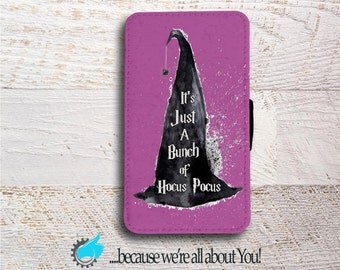 Hocus Pocus Quote Samsung Wallet Phone Case for Galaxy S5 S6 S7 S8 Edge Neo and Mini Can add initials Name or change colour!