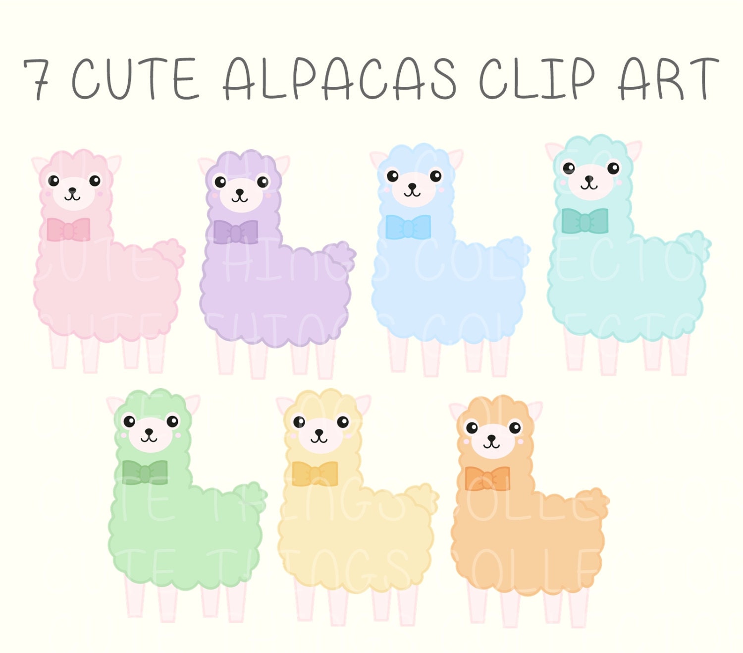 SALE Cute Alpaca Kawaii Clip Art Digital Planner Sticker