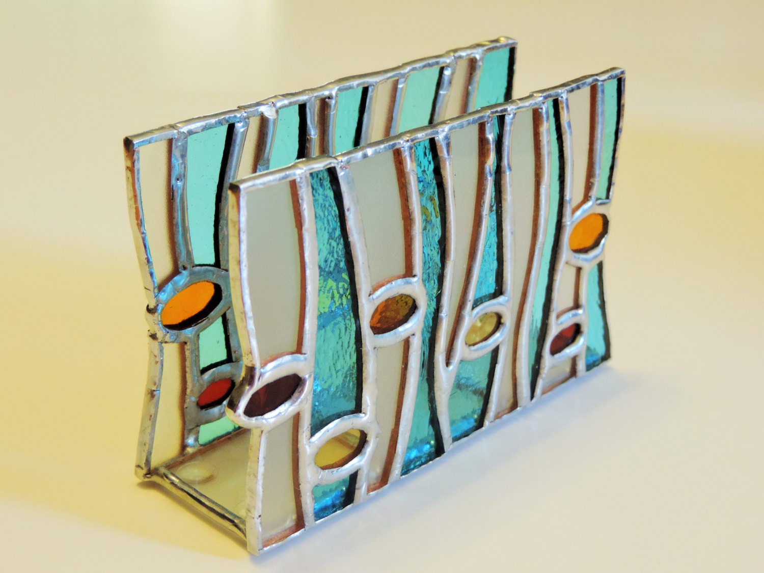 Summer vertical napkin holder Stained glass napkin holder