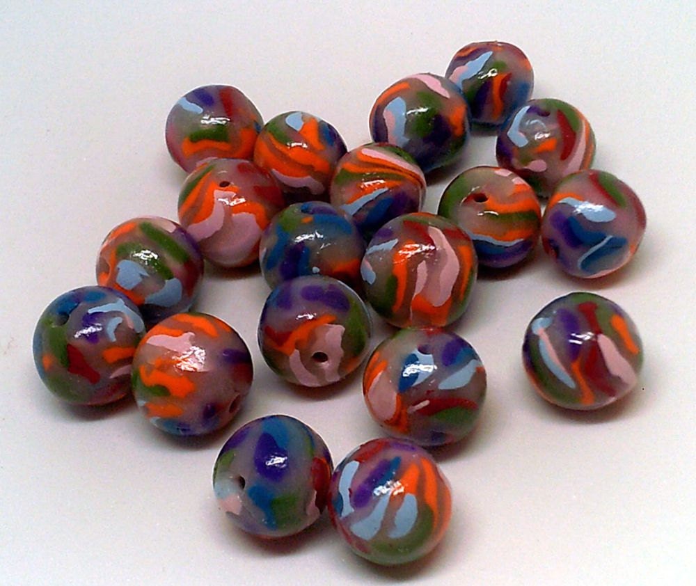 Polymer Clay Beads Round Beads Multicolored Beads by AZDesertBeads