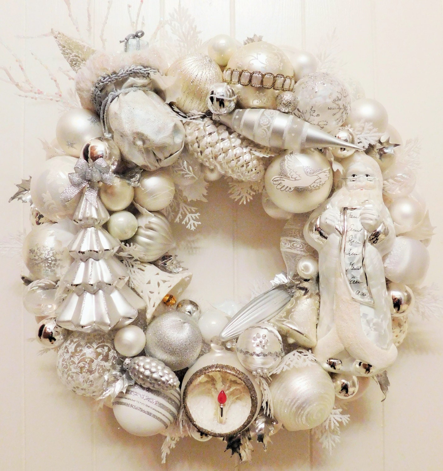 white silver christmas ornament ball wreath with sequin white silver christmas ornament ball wreath with sequin