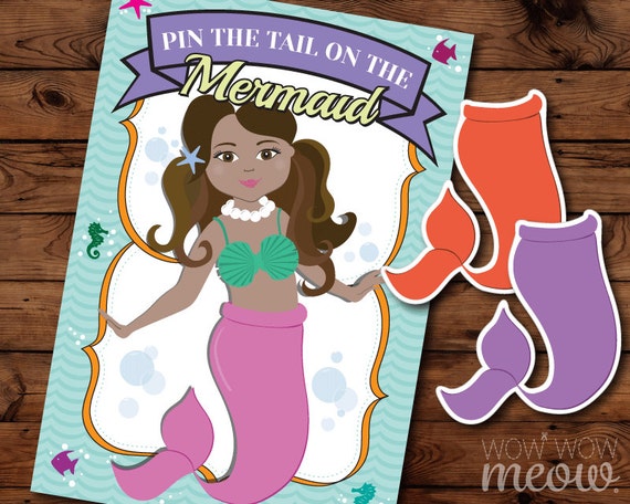 Pin The Tail On The Mermaid Party Game INSTANT DOWNLOAD