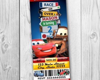 Disney Cars Ticket Invitation - Cars Birthday Party - Disney Cars Printable - Cars Tickets - Lightning McQueen Invitation