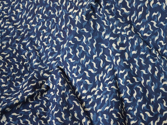 Indigo Blue Cotton Fabric Block Printed Cotton Fabric