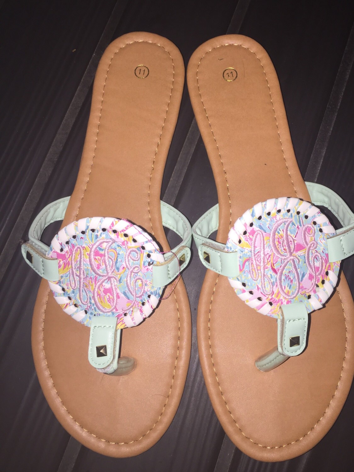 Monogram Sandals Lilly Inspired Monogrammed embroidered