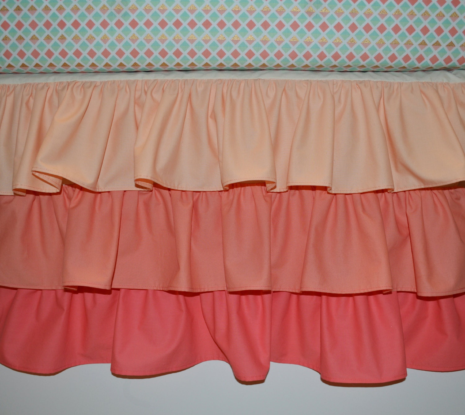 Waterfall Crib Skirt Ruffled Crib Skirt Coral Custom Crib